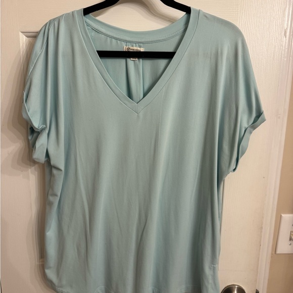 Versona Light Blue V-Neck Short Sleeve Top - Picture 1 of 1